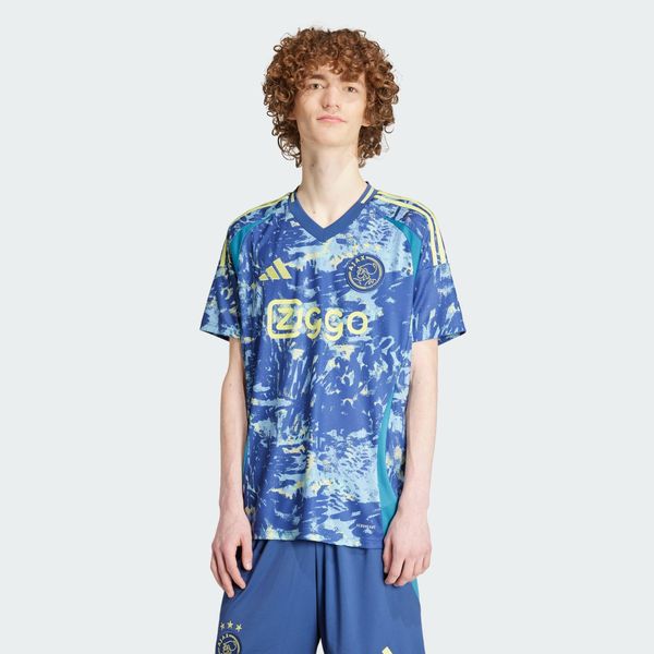 Koszulka Ajax Amsterdam 24/25 Away. Niebieskie koszulki sportowe męskie Adidas, m, bez wzorów, z materiału, bez kołnierzyka, bez ramiączek, do piłki nożnej. Za 336.75 zł.