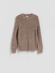 Strukturalny sweter - brązowy. Brązowe swetry przez głowę męskie Reserved, l, bez wzorów, z bawełny, bez kołnierzyka. Za 139.99 zł.