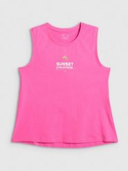 4F Top regular z nadrukiem damski - różowy XL. Czerwone koszulki sportowe damskie 4f, xl, bez wzorów, z bawełny, bez kołnierzyka, bez ramiączek. Za 49.99 zł.