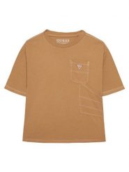 Guess T-Shirt L6RI07 K8HM4 Beżowy Regular Fit. Brązowe t-shirty dla chłopców Guess, z aplikacjami, z bawełny, bez ramiączek. Za 129.99 zł.