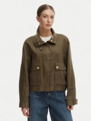 Tommy Hilfiger Kurtka przejściowa WW0WW48616 Zielony Relaxed Fit. Zielone kurtki damskie Tommy Hilfiger, l, bez wzorów, ze lnu, bez kaptura. Za 1,099.00 zł.