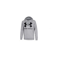 Bluza z kapturem Męska Under Armour Rival Big Logo Jasnoszary. Czarne bluzy sportowe męskie Under Armour, m, bez wzorów, z kapturem. W wyprzedaży za 221.45 zł.