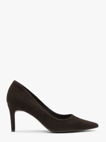 Czekoladowe czółenka ze skóry welurowej. Brązowe czółenka damskie Ryłko, bez wzorów, ze skóry, eleganckie, bez obcasa, na obcasie, bez zapięcia. Za 379.99 zł.
