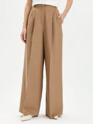 Weekend Max Mara Spodnie materiałowe Diletta 2415131062 Brązowy Wide Leg. Brązowe spodnie materiałowe damskie Weekend Max Mara, bez wzorów, ze lnu. Za 1,139.00 zł.