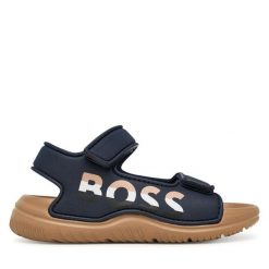 Sandały BOSS. Niebieskie sandały chłopięce Boss, bez zapięcia. Za 128.99 zł.