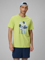 T-shirt regular z nadrukiem męski 4F 4FWSS26TTSHM2784. Zielone t-shirty męskie 4f, m, bez wzorów, z bawełny, klasyczne, bez kołnierzyka. Za 69.99 zł.