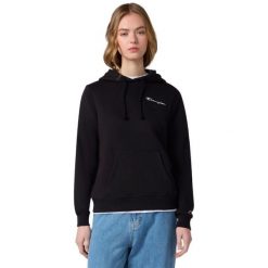 Bluza damska Champion z kapturem, polar, dopasowany krój. Czarne bluzy damskie Champion, m, bez wzorów, z polaru, z kapturem. Za 190.99 zł.