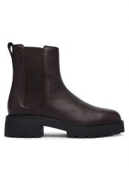 Calvin Klein Sztyblety Chunky Chelsea Boot Lth YW0YW02072 Bordowy. Czerwone botki damskie Calvin Klein, ze skóry, bez obcasa, na płaskiej podeszwie, bez zapięcia. Za 699.99 zł.