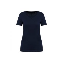 Damska koszulka suprima v-neck Kariban Premium. Niebieskie koszulki sportowe damskie KARIBAN, bez wzorów, z bawełny, bez kołnierzyka, bez ramiączek. Za 126.50 zł.