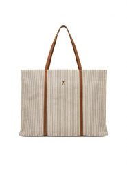 Tommy Hilfiger Torebka Th Premium Beach Le Tote AW0AW17418 Beżowy. Brązowe torebki do ręki damskie Tommy Hilfiger, bez wzorów, z materiału, bez dodatków. Za 389.99 zł.