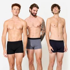 Second Life - Bokserki męskie Domyos 3 sztuki - Stan Doskonały. Czarne bokserki męskie Decathlon, m, bez wzorów, z bawełny. Za 67.99 zł.