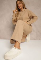 Ciemnobeżowy 2-częściowy Komplet Dresowy z Bluzą i Spodniami Orifira. Brązowe bluzy damskie Renee, l, bez wzorów, z bawełny, z kapturem. Za 99.99 zł.
