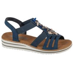 Sandały Rieker Sandals V0649-14 niebieskie. Niebieskie sandały damskie bez wzorów, z gumy, bez obcasa, bez zapięcia. Za 365.38 zł.