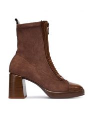 Hispanitas Botki HI254230 Brązowy. Brązowe botki damskie Hispanitas, z materiału, bez obcasa, na słupku, bez zapięcia. Za 749.99 zł.
