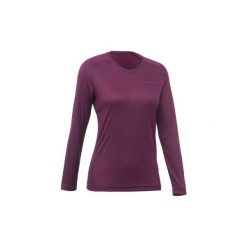 Koszulka turystyczna z długim rękawem MH100 damska. Fioletowe t-shirty damskie QUECHUA. Za 29.99 zł.