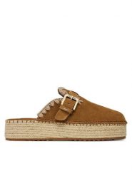 Mou Espadryle Jute clog plain MU.SW641000A Brązowy. Brązowe espadryle damskie Mou, bez wzorów, ze skóry, bez obcasa, bez zapięcia. Za 559.99 zł.