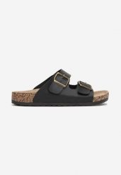 Czarne Klapki na Korkowej Podeszwie Kelisa. Czarne klapki męskie Born2be, eleganckie. Za 59.99 zł.