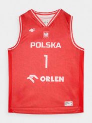 4F Koszulka reprezentacyjna dziecięca 4F x PZKOSZ 2024 - SOCHAN - czerwona 98/104. Czerwone t-shirty dla chłopców 4f, bez wzorów, z dzianiny, bez ramiączek. Za 169.99 zł.