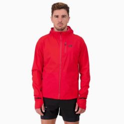 Kurtka przeciwwiatrowa wodoodporna Męska Bieganie MID-ULTRA WINDBREAKER. Czerwone kurtki sportowe męskie BODYCROSS, na zimę, m, bez wzorów, do biegania. Za 640.99 zł.