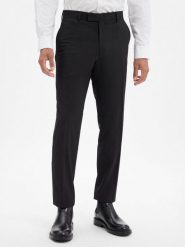 BOSS spodnie garniturowe z wełny dziewiczej Baukasten - Leon Mężczyźni Regular Fit wełna ze strzyży czarny, 26. Czarne eleganckie spodnie męskie Boss, m, bez wzorów, z wełny. Za 599.95 zł.