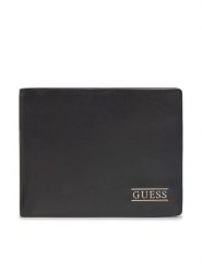 Guess Portfel New Boston R Slg SMNEBR LEA20 Czarny. Czarne portfele męskie Guess, z aplikacjami, ze skóry. Za 209.99 zł.