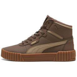 Adidasy Puma Carina 3.0 Mid, Kobiety. Brązowe obuwie sportowe damskie Puma, bez wzorów, z syntetyku, na fitness i siłownię. Za 390.00 zł.