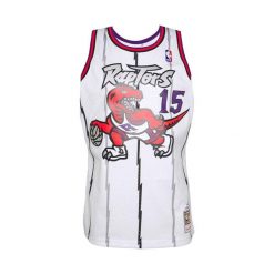 Koszulka do koszykówki Mitchell & Ness Toronto Raptors Vince Carter Biały. Białe koszulki sportowe męskie Mitchell & Ness, bez wzorów, bez kołnierzyka, bez ramiączek, do koszykówki. Za 506.50 zł.