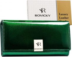 Rovicky Pojemny portfel damski z lakierowanej skóry naturalnej Rovicky NoSize. Portfele damskie ROVICKY, bez wzorów, ze skóry. Za 175.39 zł.
