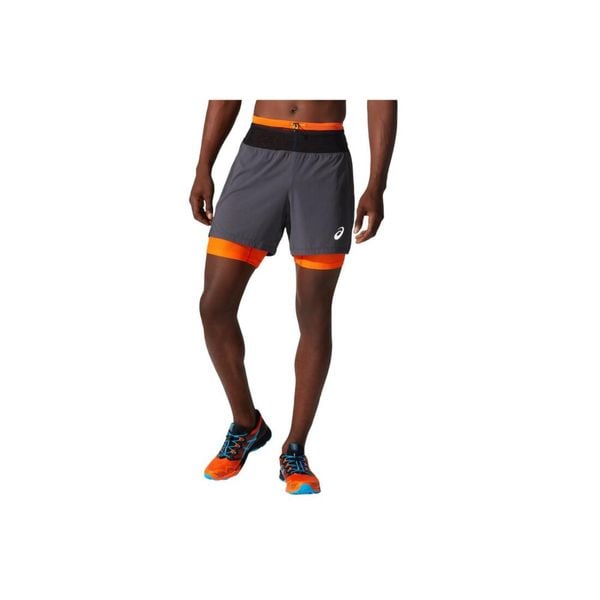 Spodenki sportowe męskie Asics Fujitrail Short. Szare krótkie spodenki sportowe męskie Asics, m, bez wzorów, z elastanu, do biegania. Za 312.60 zł.