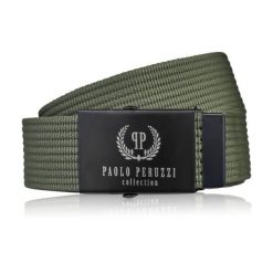 Pasek męski 125 cm pasek męski parciany ciemnozielony Paolo Peruzzi PW-29-125. Zielone paski damskie bez wzorów, z jeansu. Za 34.00 zł.