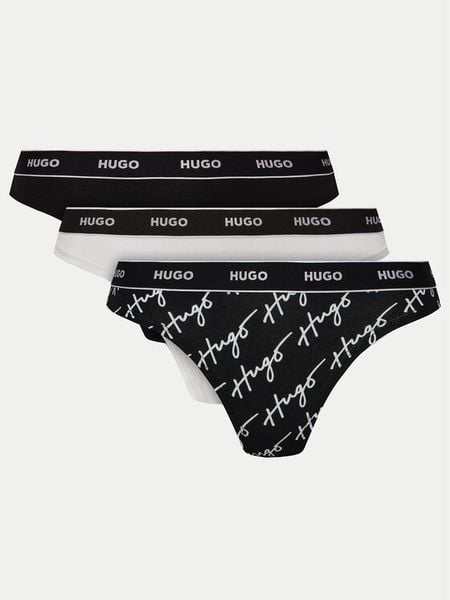 HUGO Komplet stringów 50495870 Czarny. Czarne stringi damskie Hugo, l, bez wzorów, z bawełny. Za 129.99 zł.