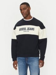 Guess Jeans T-Shirt M4BQ39 K9V31 Granatowy Regular Fit. Niebieskie bluzy męskie Guess Jeans, m, z aplikacjami, z bawełny, bez kołnierzyka. Za 299.99 zł.