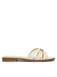 Guess Klapki FLJRLL LEA19 Beżowy. Brązowe klapki damskie Guess, z aplikacjami, ze skóry, bez obcasa. Za 499.99 zł.