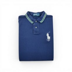 Second life - Polo Ralph Lauren koszulka męska z krótkim rękawem - Jak nowy. Niebieskie koszulki polo męskie Ralph Lauren, l, bez wzorów, z materiału, eleganckie, bez ramiączek. Za 170.36 zł.