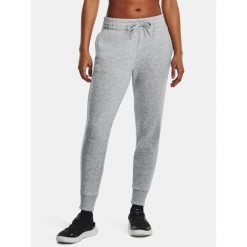 Spodnie Damskie Dresowe Joggery Under Armour Rival Fleece. Szare spodnie dresowe damskie Under Armour, bez wzorów, z dresówki, na fitness i siłownię. Za 269.99 zł.