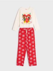 Piżama Myszka Miki - kremowy. Białe piżamy damskie Sinsay, l, bez wzorów, z bawełny, bez ramiączek, długie. Za 69.99 zł.