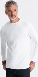 Ombre Longsleeve męski BASIC z okrągłym dekoltem - biały V4 OM-LSBL-0106 XXL. Białe bluzki z długim rękawem męskie Ombre, m, bez wzorów, bez kołnierzyka. Za 79.99 zł.