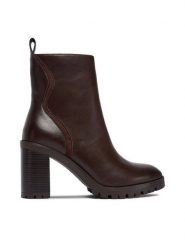 JENNY Botki CEO-HY2T625-6 Brązowy. Brązowe botki damskie Jenny, z materiału, bez obcasa, na słupku, bez zapięcia. Za 179.99 zł.