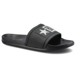 Klapki damskie Big Star, wsuwane basenowe klapki z tworzywa, czarne, DD274A266. Czarne sandały damskie Big Star, z aplikacjami, bez obcasa, bez zapięcia. Za 69.99 zł.