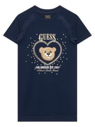 Guess Sukienka codzienna K6RK01 KAUH0 Granatowy Regular Fit. Niebieskie sukienki dla dziewczynek Guess, z aplikacjami, z bawełny, bez ramiączek. Za 199.99 zł.