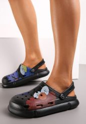Czarne Klapki z Gumowej Pianki z Zabudowanym Noskiem z Wycięciami Phethy. Czarne klapki damskie Renee, bez wzorów, z gumy, bez obcasa. Za 44.99 zł.