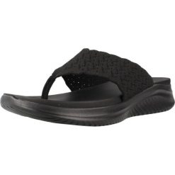 Sandały SKECHERS 119971S Czarny. Czarne sandały damskie Skechers, bez wzorów, z tkaniny, bez obcasa, bez zapięcia. Za 174.99 zł.