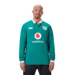 Koszulka domowa z długim rękawem Irlande Classic AM 2025. Białe bluzki z długim rękawem męskie CANTERBURY, xl, bez wzorów, z bawełny, klasyczne, bez kołnierzyka. Za 350.50 zł.