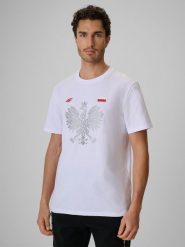T-shirt bawełniany męski 4F 4FRSS26TTSHM4438. Białe t-shirty męskie 4f, m, bez wzorów, z bawełny, klasyczne, bez kołnierzyka. Za 79.99 zł.