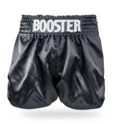 Spodenki do boksu tajskiego Booster Fight Gear Tbt Plain V2. Czarne krótkie spodenki sportowe męskie BOOSTER FIGHT GEAR, bez wzorów, na fitness i siłownię. Za 230.50 zł.