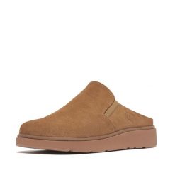 Zamknięte mule z zamszu dla kobiet FitFlop Gen-FF. Brązowe klapki damskie FIT FLOP, bez wzorów, z zamszu, bez obcasa. Za 565.50 zł.
