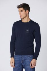 AERONAUTICA MILITARE Granatowy sweter męski, Rozmiar XL. Niebieskie swetry przez głowę męskie Aeronautica Militare, l, bez wzorów, bez kołnierzyka. W wyprzedaży za 319.99 zł.