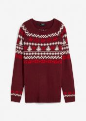 Sweter dziecięcy w norweski wzór. Białe swetry dla chłopców bonprix, bez wzorów, bez kołnierzyka, bez kaptura. Za 59.99 zł.