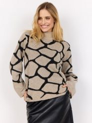Soyaconcept® sweter z dzianiny z wełną - SC-Ancona Kobiety Sztuczne włókno brązowy|czarny, M. Brązowe swetry damskie m, bez wzorów, z dzianiny, bez kołnierzyka, bez ramiączek, bez kaptura. Za 179.95 zł.