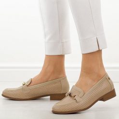 Beżowe półbuty damskie M.Daszyński 25113-8. Brązowe mokasyny damskie M.Daszyński, z materiału, biznesowe. Za 179.00 zł.